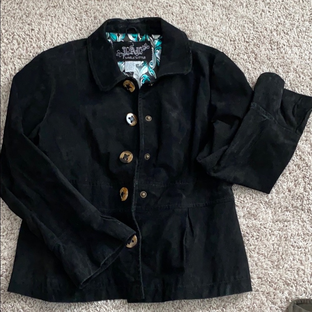 “Live a little” suede fashion jacket